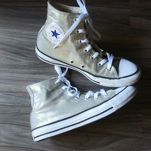 Converse shimmery gold high tops